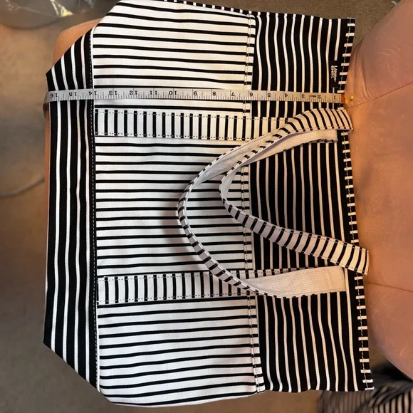 NEW, Land's End Tote, Canvas Tote, Beach Tote, Black and White Striped Tote, NWT - Picture 5 of 7